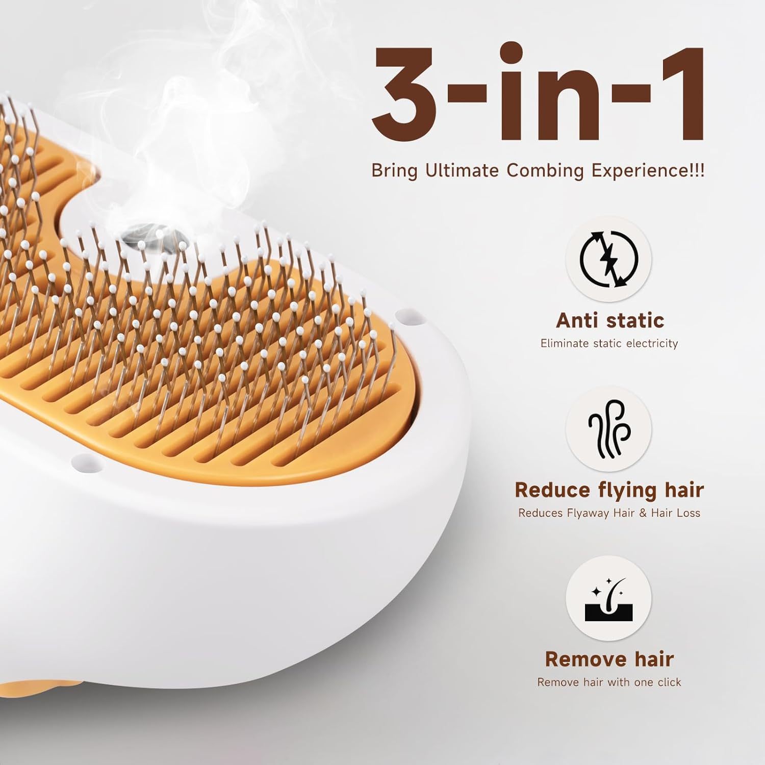 Universal 3-in-1 Pet Steam Brush – Waterless Shampoo, Hair Removal Comb & Ear Towel for Cats & Dogs - Image 6