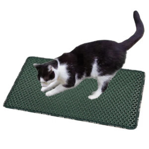 MiLi Cat Litter Mat – Waterproof, Double-Layer EVA Mat with Rice-Shaped Holes to Trap Litter, Scratch-Friendly, Protects Floors
