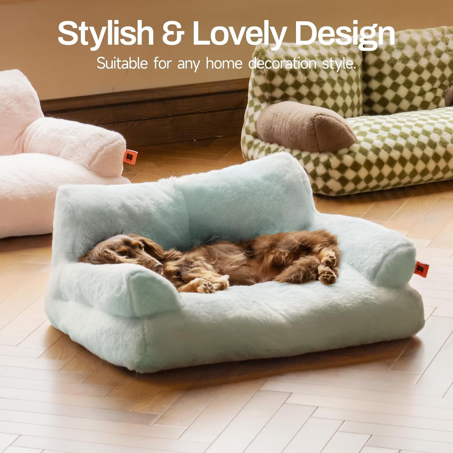 MEWOOFUN Plush Cat Bed for Indoor Cats – Washable 26x19x13 Inch Pet Couch with Non-Slip Bottom - Image 6