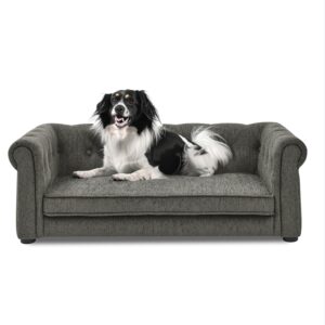 Elegant Elevated Pet Bed – Durable Sofa for Medium and Large Dogs, Dark Grey