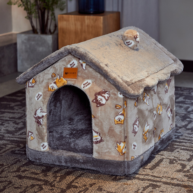Foldable Dog House & Cat Bed – Enclosed Winter Pet Villa, Removable Warm Cave Sofa, Cozy Sleep Kennel for Dogs & Cats - Image 10