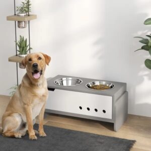 Elevated Dog Bowls – 3 Height Adjustable Raised Feeder with Slow Feeder Mat & Stand for Medium to Extra-Large Dogs