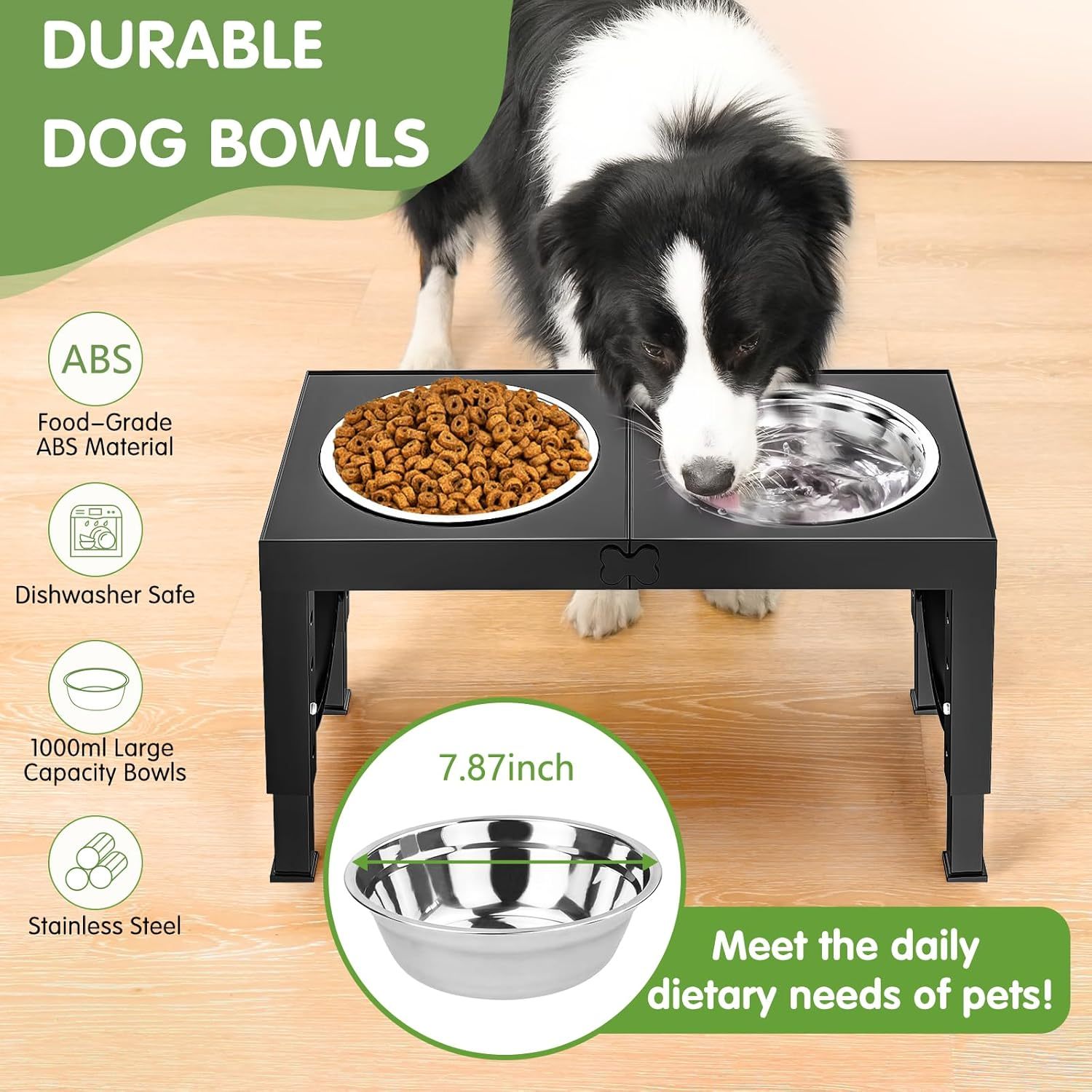 Xia Z Black Dog Bowl Stand – Adjustable Height Pet Feeder for Small to Large Dogs, Stylish and Durable - Image 5