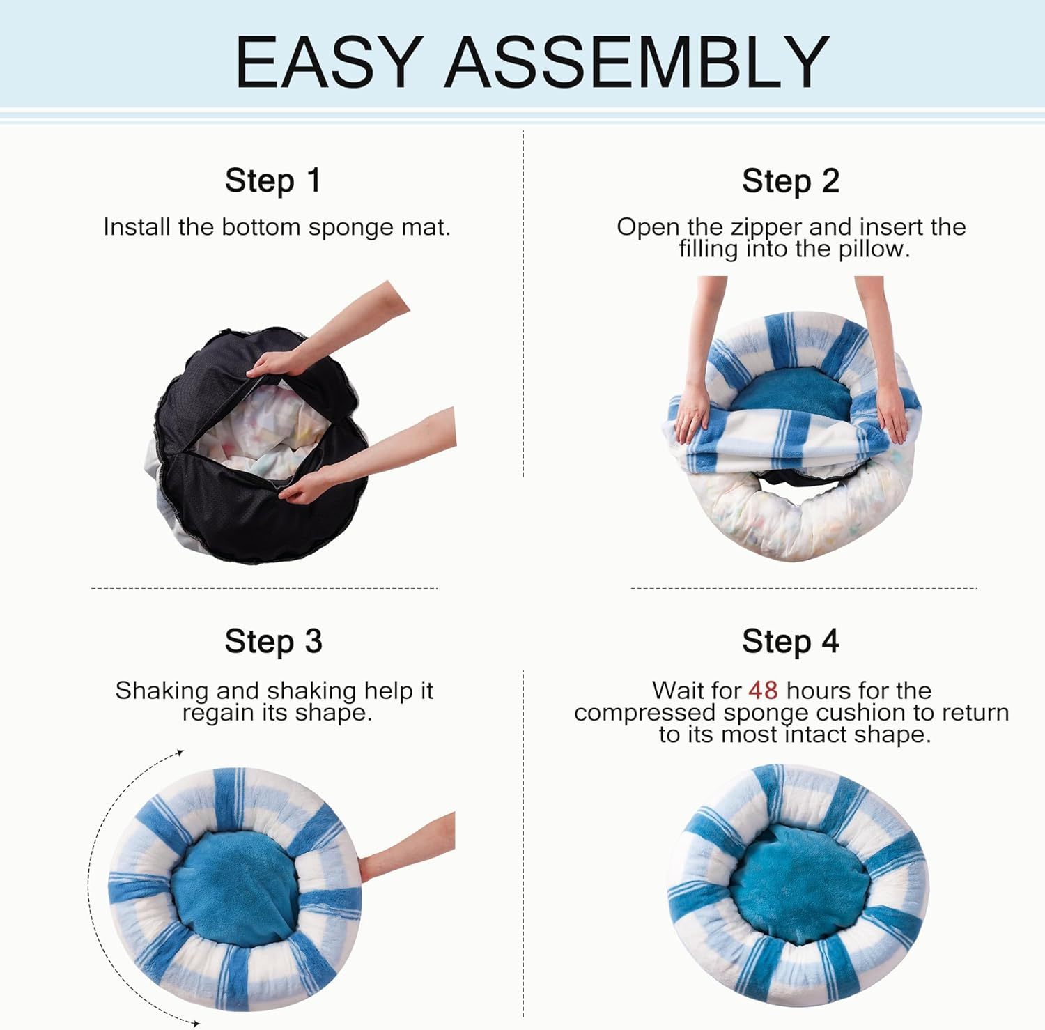 MEWOOFUN Plush Round Pet Bed – Calming Washable Pet Bed with Non-Slip Bottom - Image 7