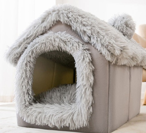 Foldable Dog House & Cat Bed – Enclosed Winter Pet Villa, Removable Warm Cave Sofa, Cozy Sleep Kennel for Dogs & Cats - Image 6