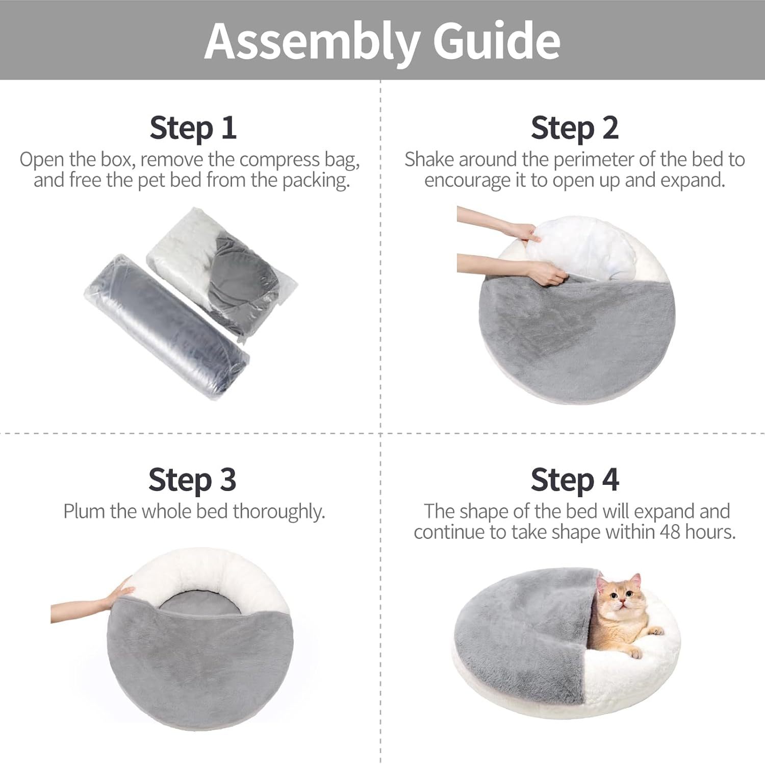 MEWOOFUN Enclosed Cat Bed Cave – Washable Pet Bed with Blanket & Non-Slip Base for Cats & Small - Image 2