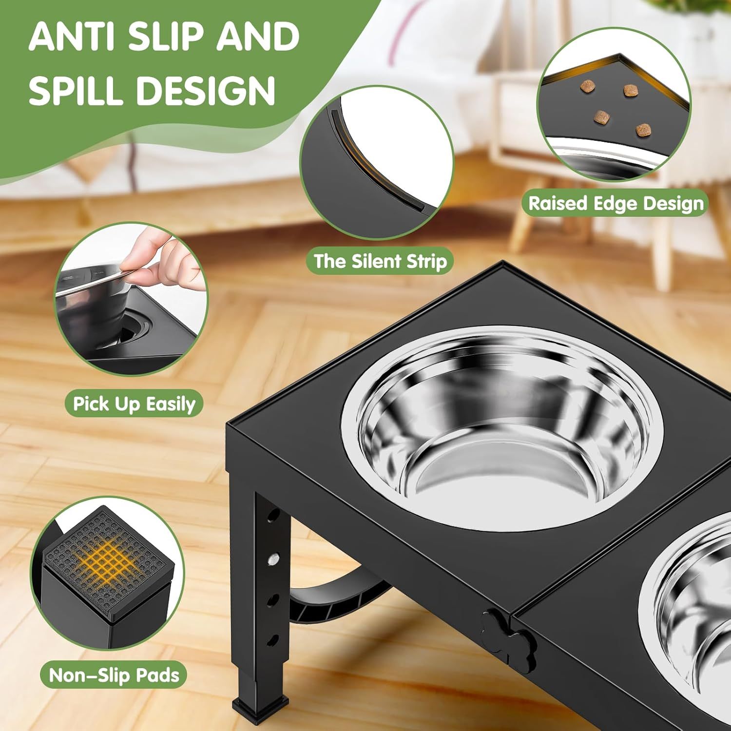 Xia Z Black Dog Bowl Stand – Adjustable Height Pet Feeder for Small to Large Dogs, Stylish and Durable - Image 6