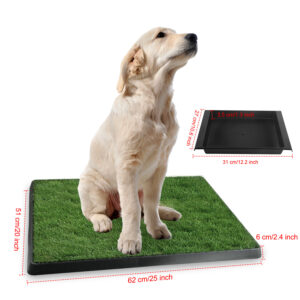 Dog Potty Training Grass Pad – Indoor & Outdoor Puppy Loo Tray with Artificial Turf for Small and Medium Dogs
