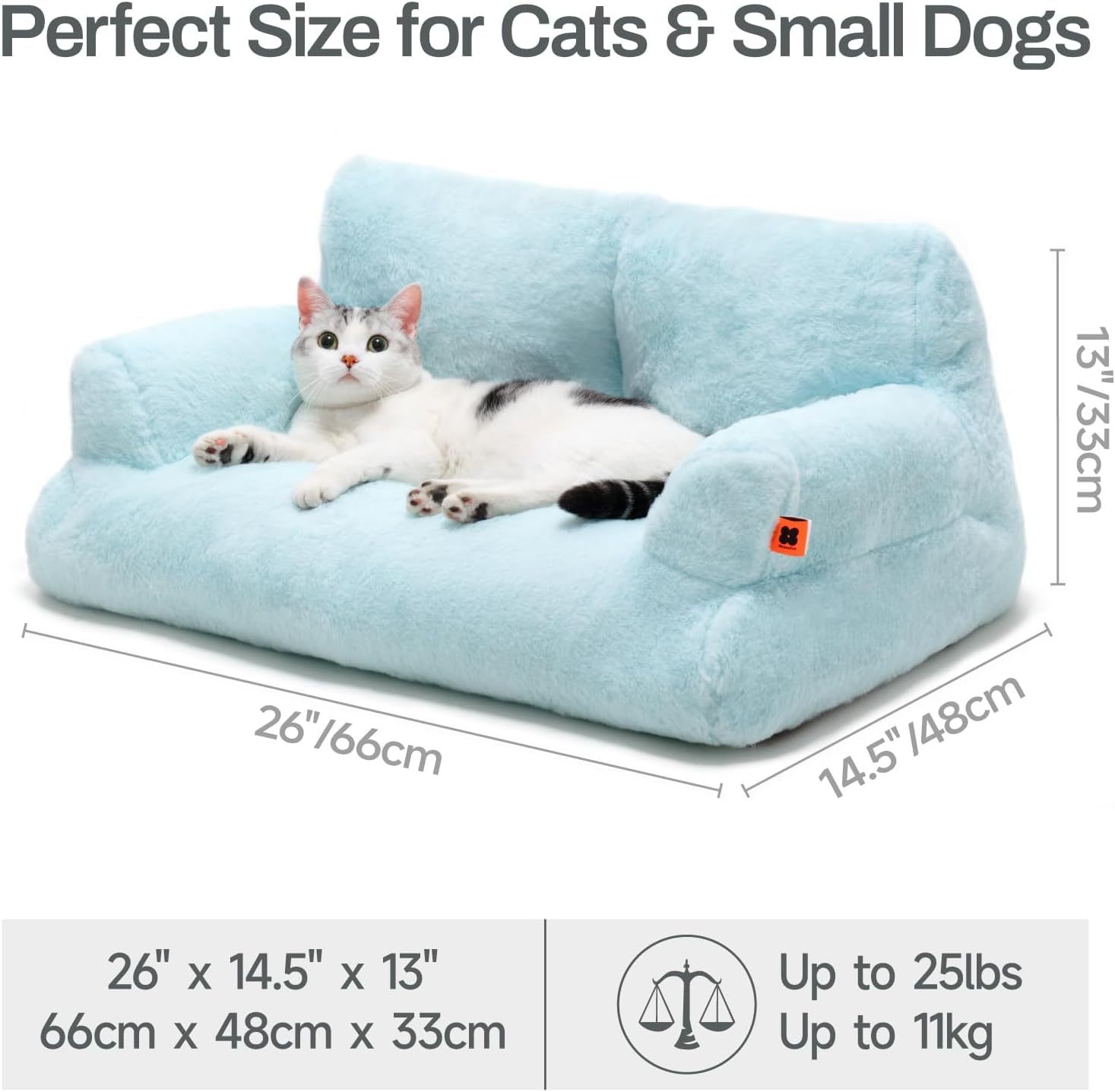 MEWOOFUN Plush Cat Bed for Indoor Cats – Washable 26x19x13 Inch Pet Couch with Non-Slip Bottom - Image 5