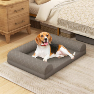 Orthopedic Dog Bed with Egg-Crate Foam – Bolster Couch for Medium & Small Dogs, Grey