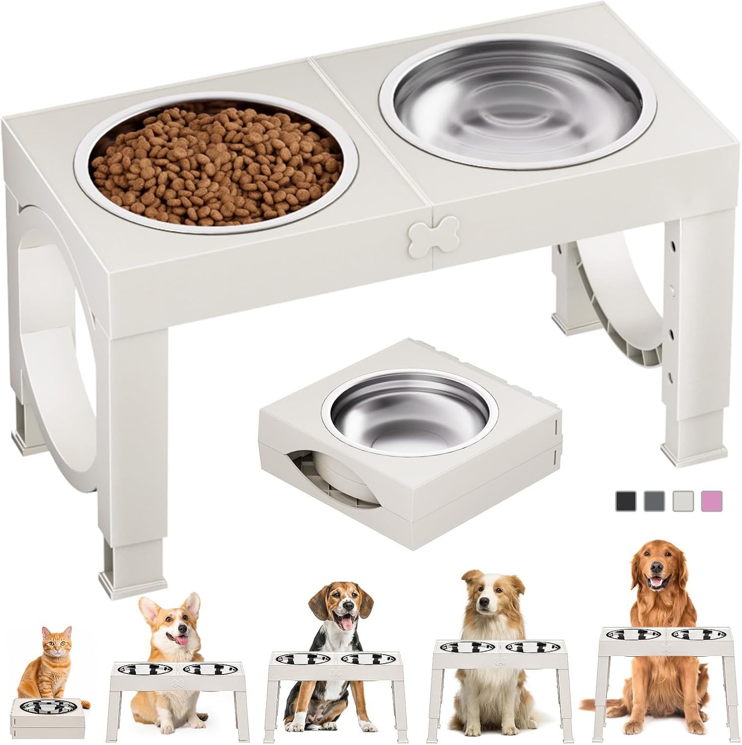 Xia Z Black Dog Bowl Stand – Adjustable Height Pet Feeder for Small to Large Dogs, Stylish and Durable - Image 7