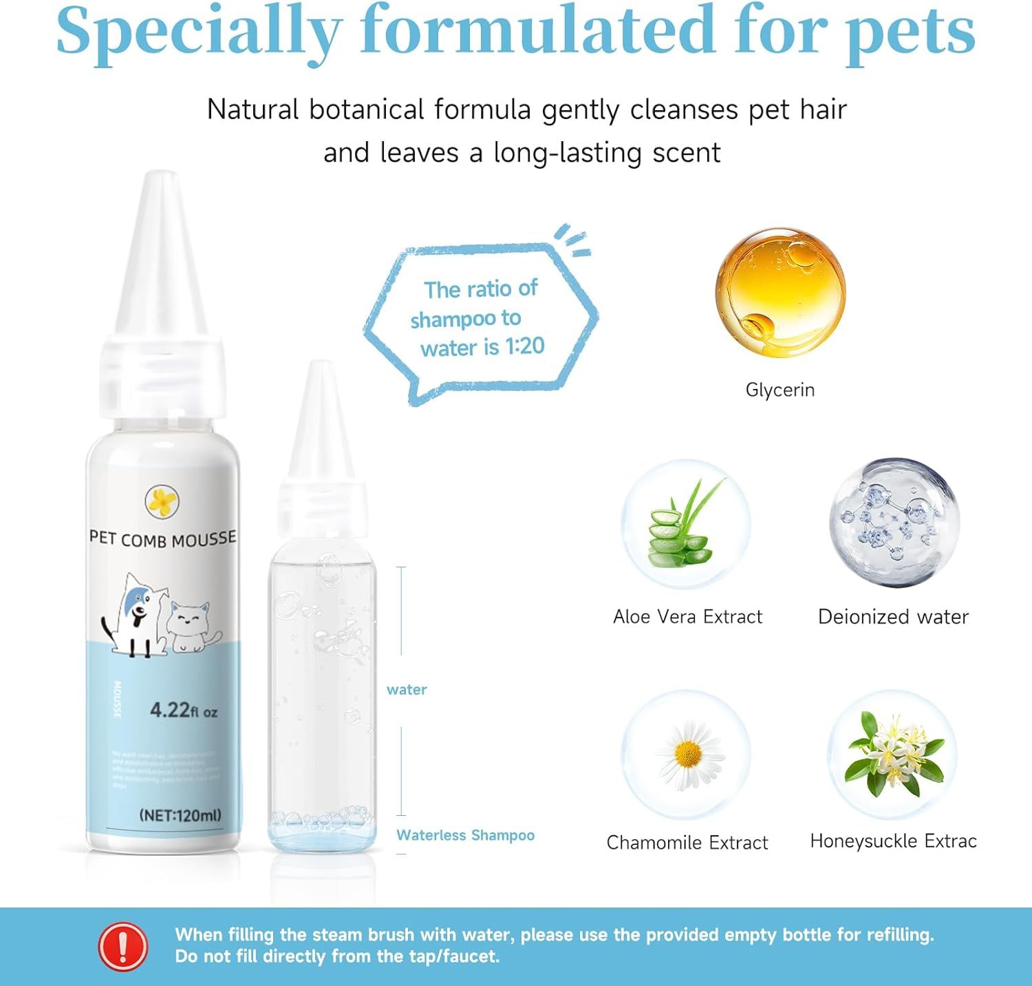 Universal 3-in-1 Pet Steam Brush – Waterless Shampoo, Hair Removal Comb & Ear Towel for Cats & Dogs - Image 10