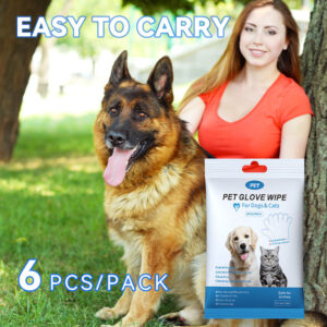 Cleaning Wipes Gloves for Dogs and Cats – Rinse-Free Bathing & Deodorizing Pet Grooming Wipes (6PCS/1PACK)