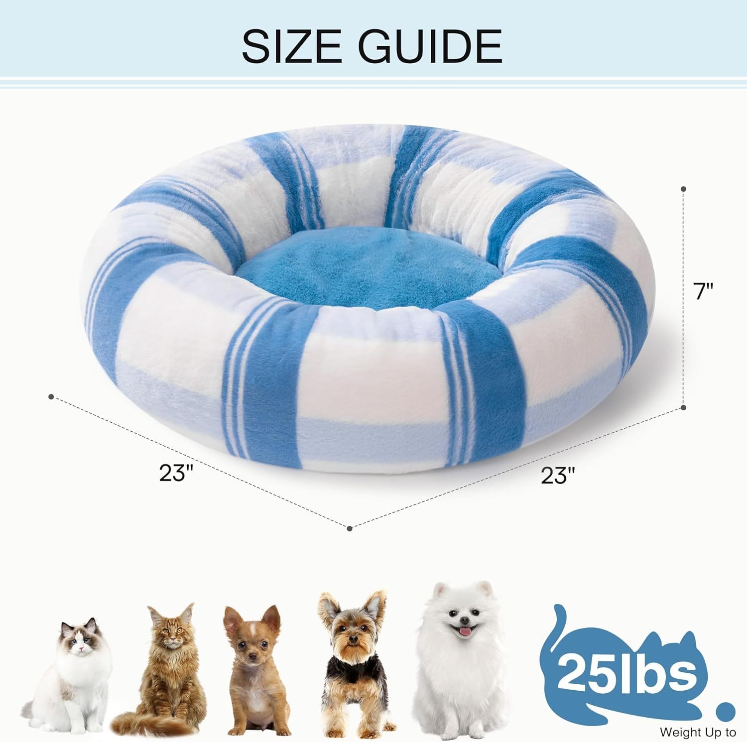MEWOOFUN Plush Round Pet Bed – Calming Washable Pet Bed with Non-Slip Bottom - Image 5