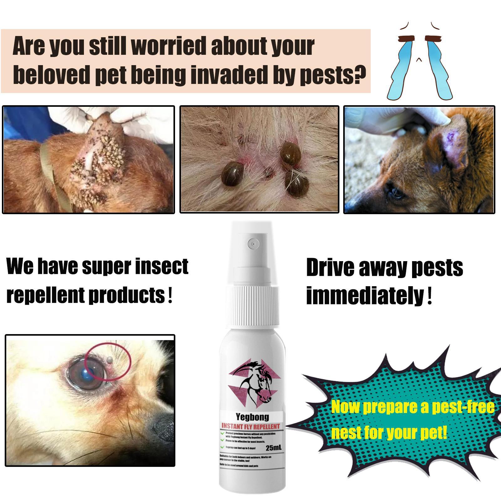 Yegebang Pet Flea & Tick Removal Spray – Anti-Itch Deworming Spray for Cats and Dogs - Image 2