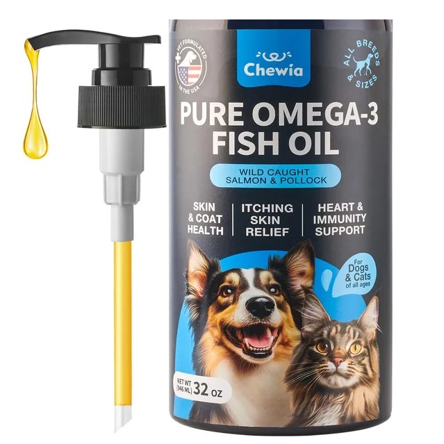 Fish Oil for Dogs 32oz – Coat & Skin Supplement for All Breeds | Pet Supplies for Dogs