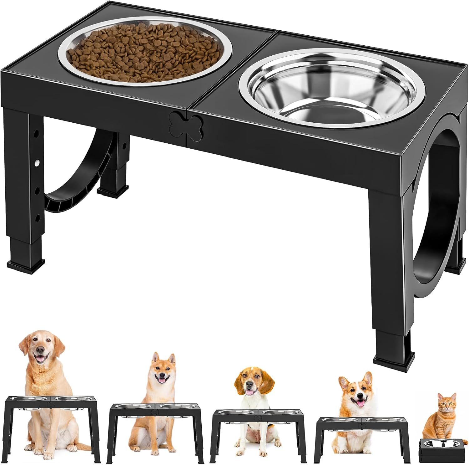 Xia Z Black Dog Bowl Stand – Adjustable Height Pet Feeder for Small to Large Dogs, Stylish and Durable - Image 4