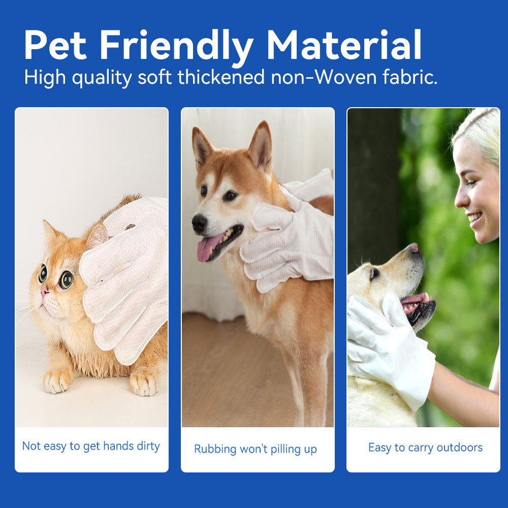 Cleaning Wipes Gloves for Dogs and Cats – Rinse-Free Bathing & Deodorizing Pet Grooming Wipes (6PCS/1PACK) - Image 10