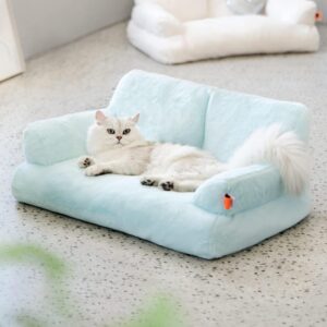 MEWOOFUN Plush Cat Bed for Indoor Cats – Washable 26x19x13 Inch Pet Couch with Non-Slip Bottom