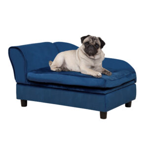 PawHut Luxury Small Dog Bed with Hidden Storage – Soft 3-Inch Foam Pet Sofa for Small Dogs & Cats, Modern Stylish Design, Blue