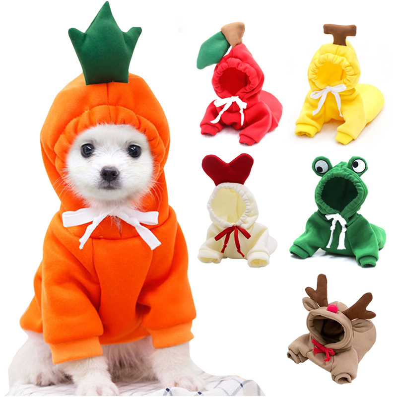 Cute Fruit Dog Clothes – Warm Fleece Hoodies for Small Dogs, Puppy & Cat Costume Coat, Winter Outfit for Chihuahua & Tiny Pets - Image 3