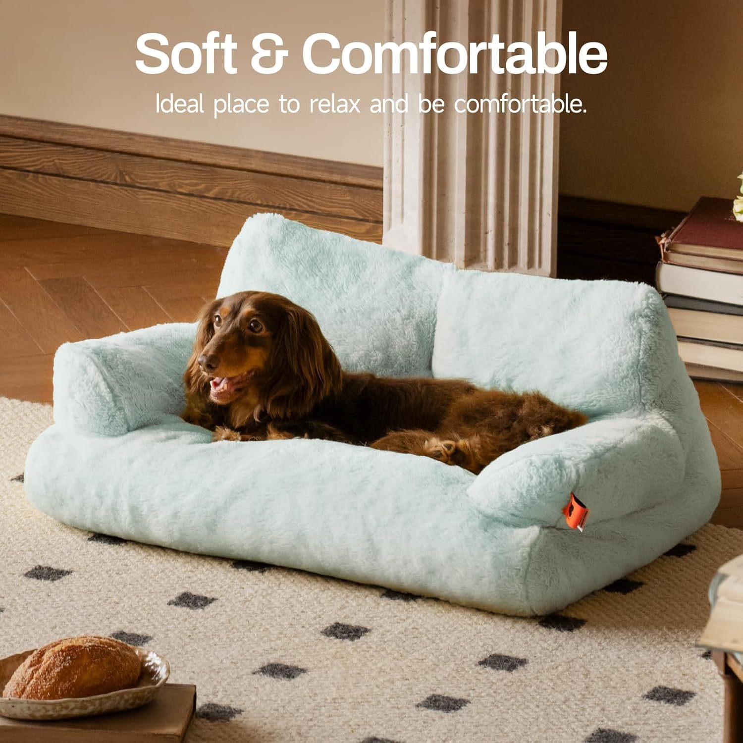 MEWOOFUN Plush Cat Bed for Indoor Cats – Washable 26x19x13 Inch Pet Couch with Non-Slip Bottom - Image 9