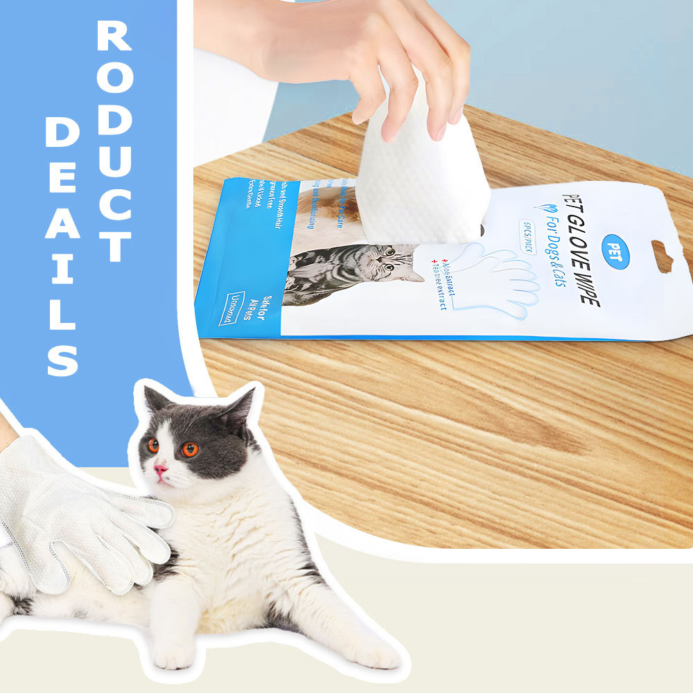 Cleaning Wipes Gloves for Dogs and Cats – Rinse-Free Bathing & Deodorizing Pet Grooming Wipes (6PCS/1PACK) - Image 8