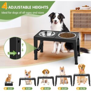 Xia Z Black Dog Bowl Stand – Adjustable Height Pet Feeder for Small to Large Dogs, Stylish and Durable