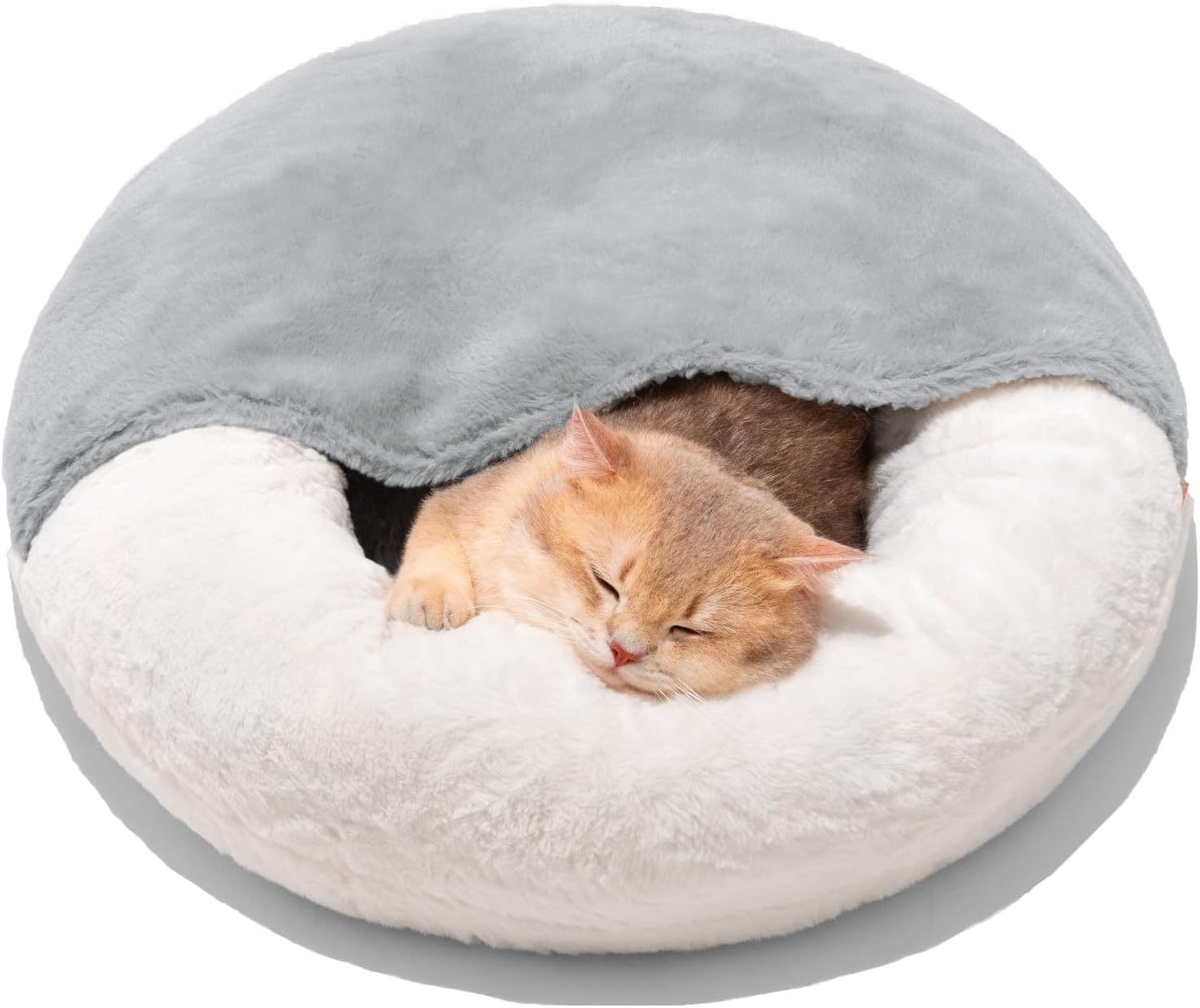 MEWOOFUN Enclosed Cat Bed Cave – Washable Pet Bed with Blanket & Non-Slip Base for Cats & Small
