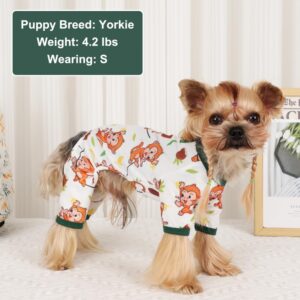 Soft Stretchy Dog Pajamas PJs – Cute Onesies for Small Dogs, Chihuahua, Yorkie & Tiny Puppies, Brown Monkey Print